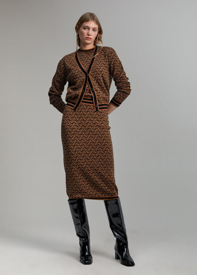 Two-tone monogram skirt