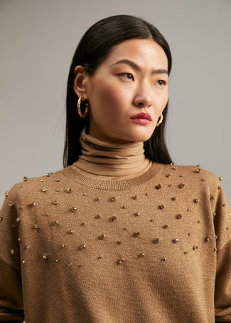 Sweater with rhinestone detail