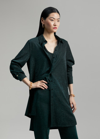 Blusa lunga in maglia in lurex