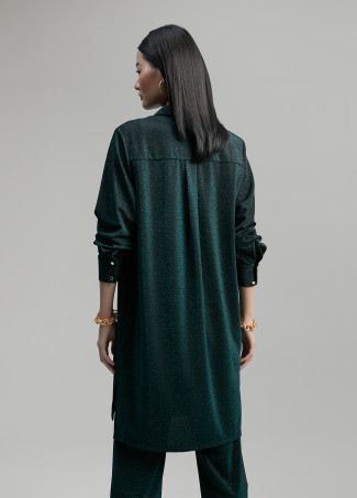 Long shimmer knit oversized blouse