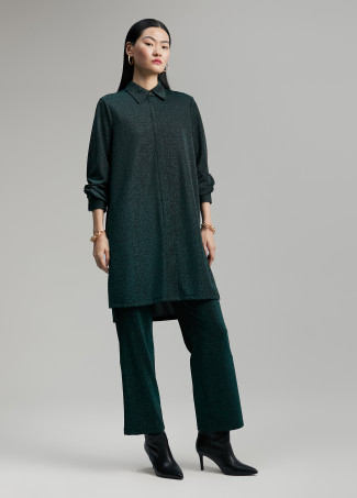 Blusa lunga in maglia in lurex