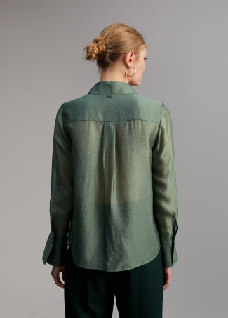 Sheer blouse with pockets