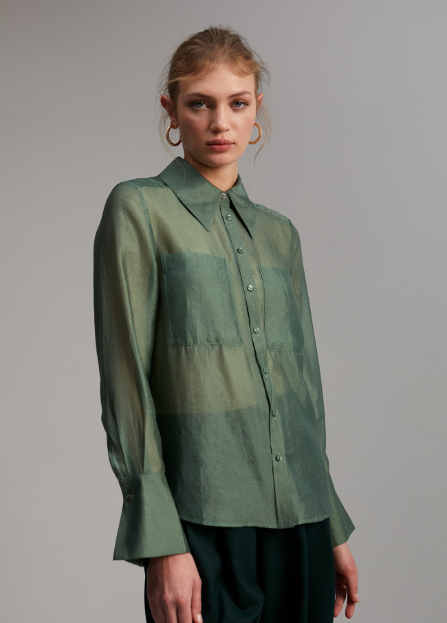 Bluse Taschen Transparenzen