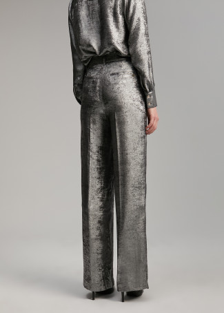 Laminated straight-leg trousers
