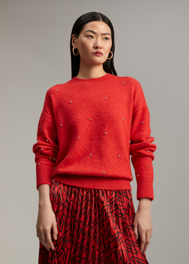 Sweater with crystal details