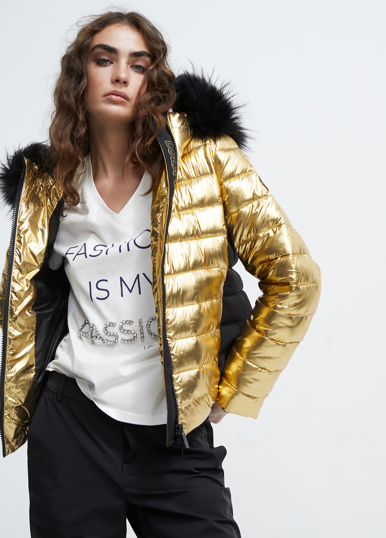 Metallic parka coat hotsell