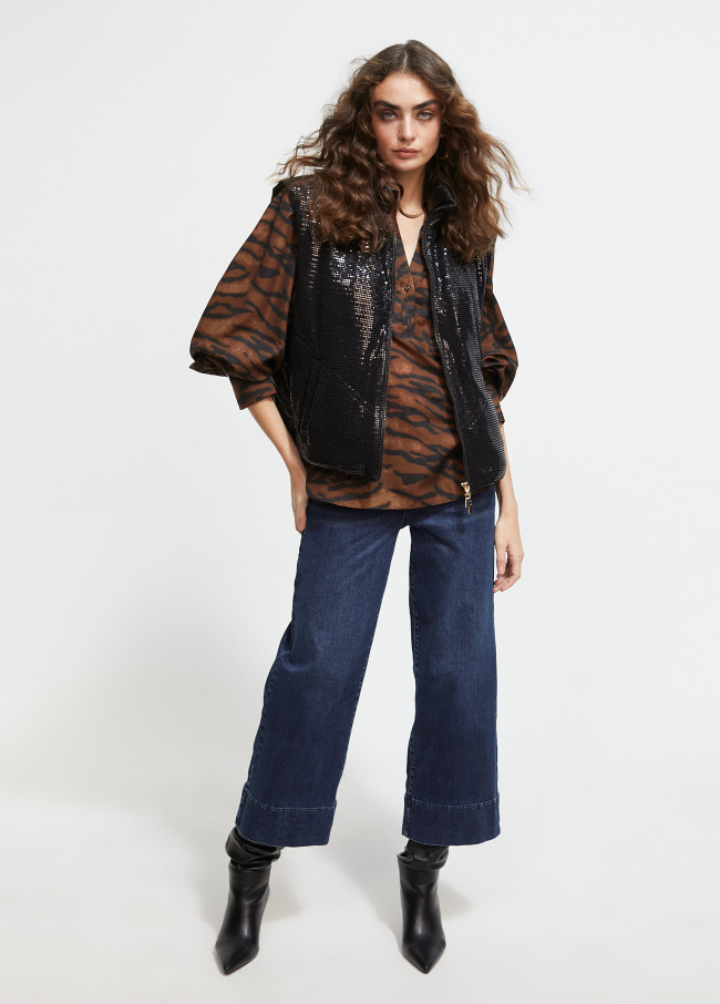 Veste sans manches effet pailleté