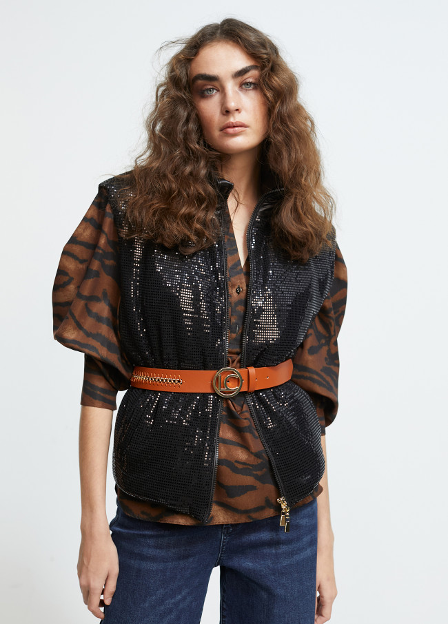 Sequinned-effect waistcoat