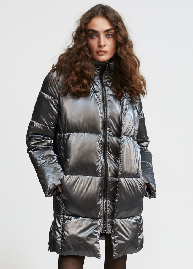 Metallic puffer jacket