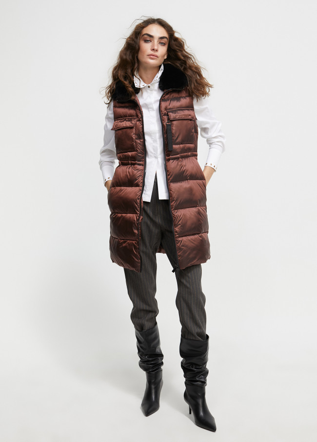 Waistcoat with faux fur collar