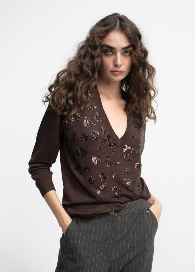 Sweater with sequinned detail