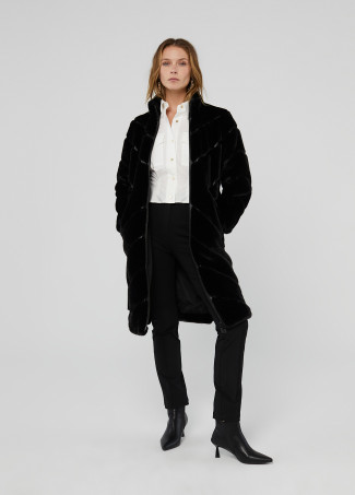 Contrast faux fur coat