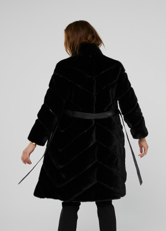 Contrast faux fur coat