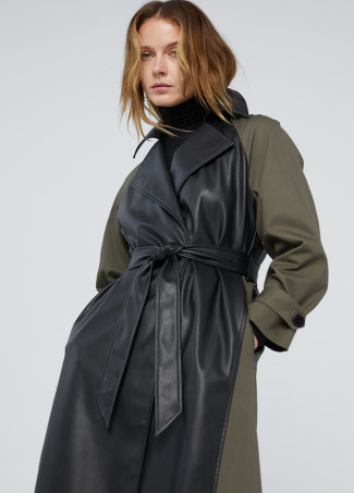 Trenchcoat kombiniert Kunstleder