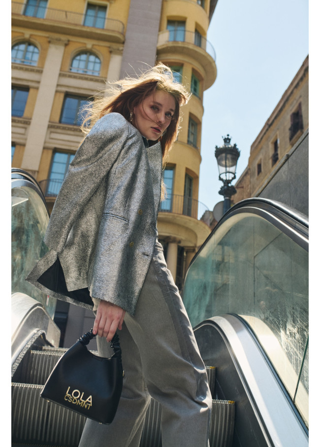 Blazer cruzado prateado