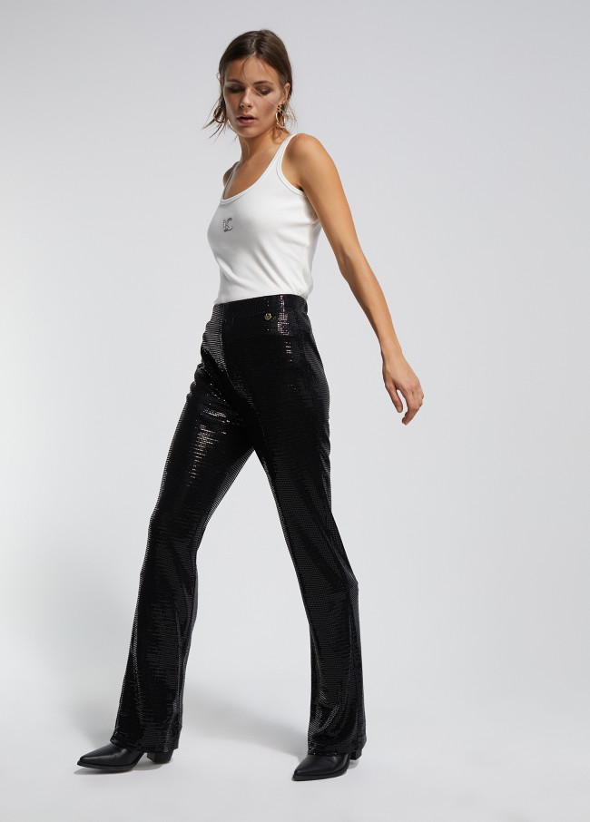 Pantalon en maille pailletée