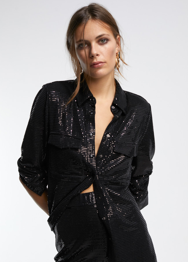 Sequinned knit shirt