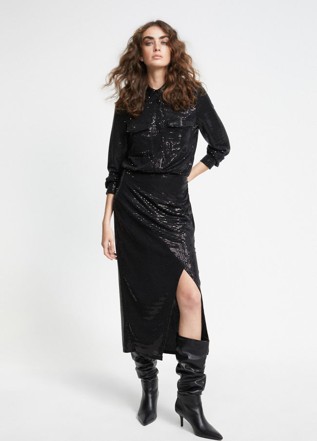 Vestido de malha com lantejoula