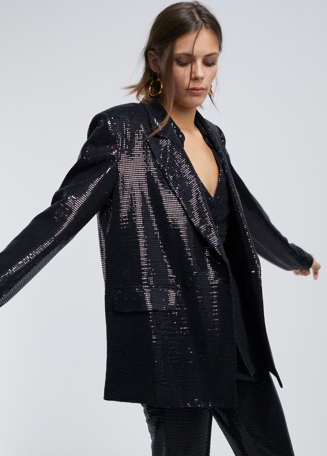 Sequinned knit blazer