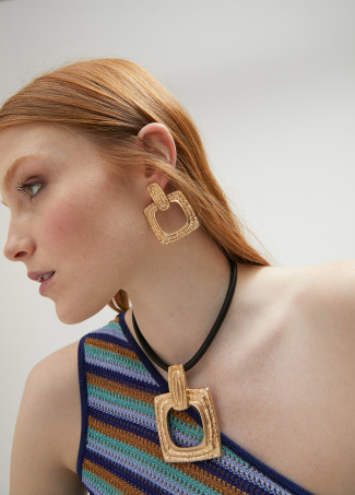 Boucles d’oreilles deux pièces dorées