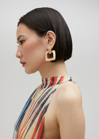 Boucles d’oreilles deux pièces dorées