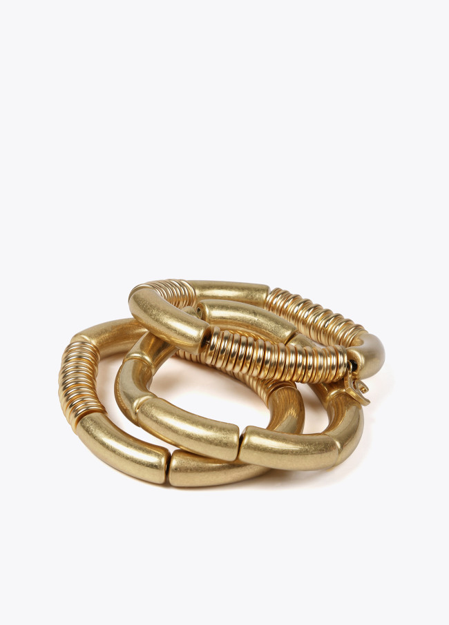 Conjunto de pulseiras elásticas douradas