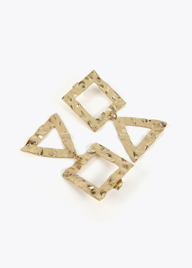 Square and hammered triangle earrings