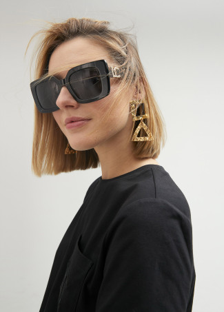 Gold-toned earrings with geometric shapes
