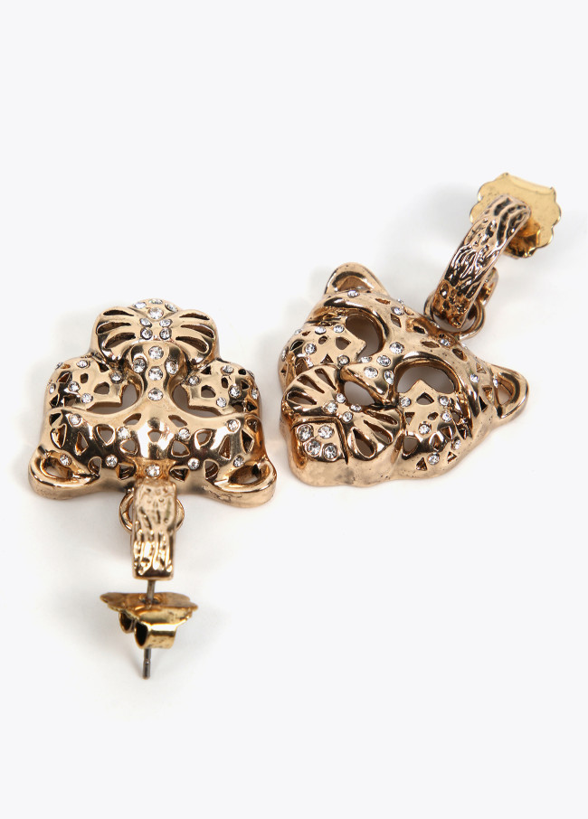 Gold-toned tiger’s head earrings