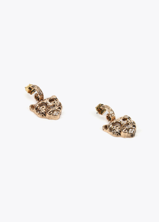 Boucles d’oreilles dorées tête de tigre