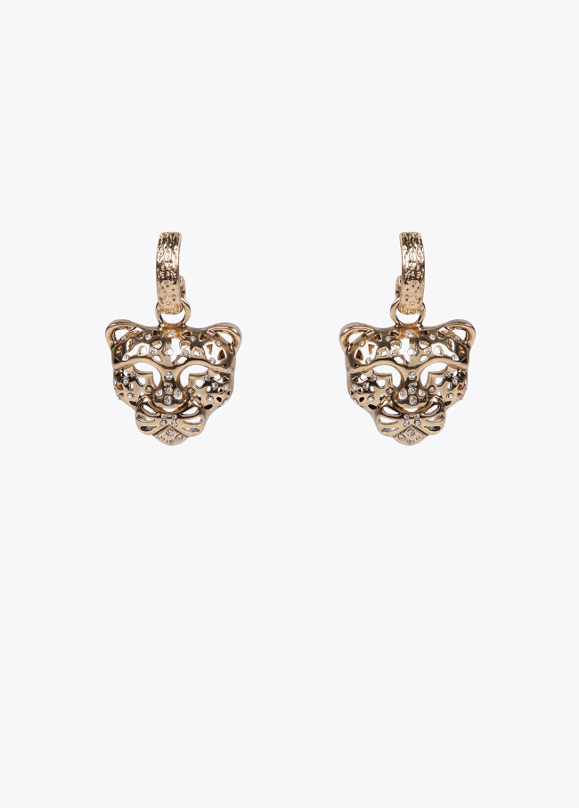 Boucles d’oreilles dorées tête de tigre