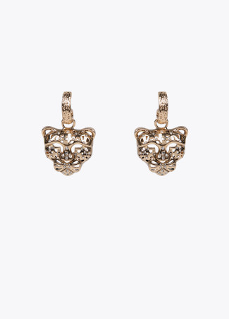 Gold-toned tiger’s head earrings