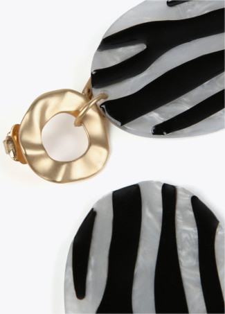 Pendientes efecto animal print zebra
