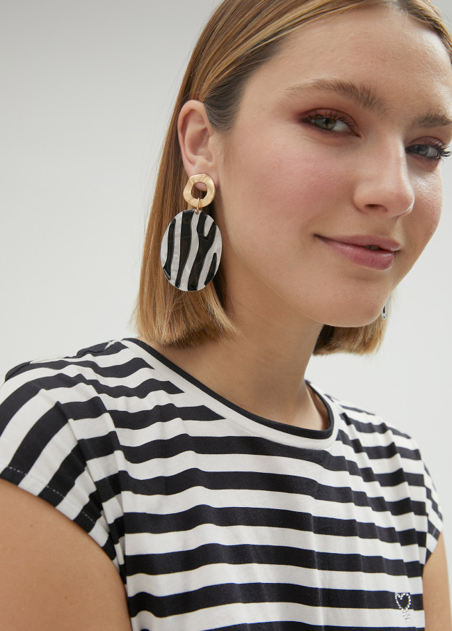 Double piece zebra earrings