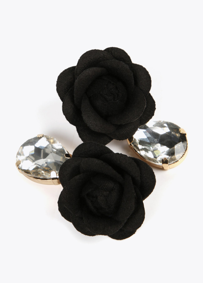 Black flower earrings