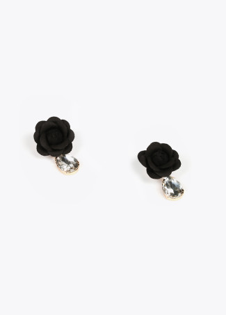 Black flower earrings