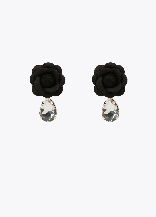 Pendientes flor tejido con joya