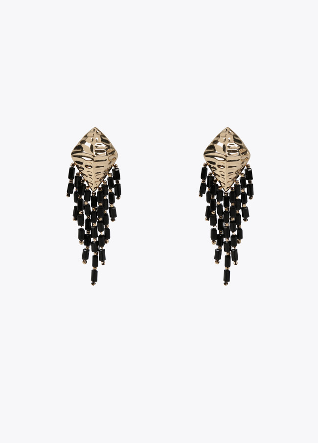 Beaded diamond-shaped cascading earrings