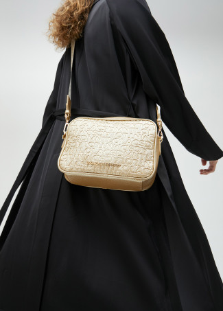 Monogrammed metallic crossbody bag