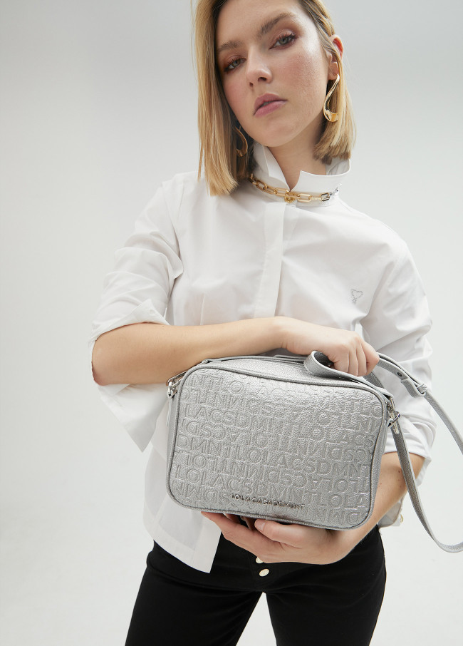 Monogrammed metallic crossbody bag