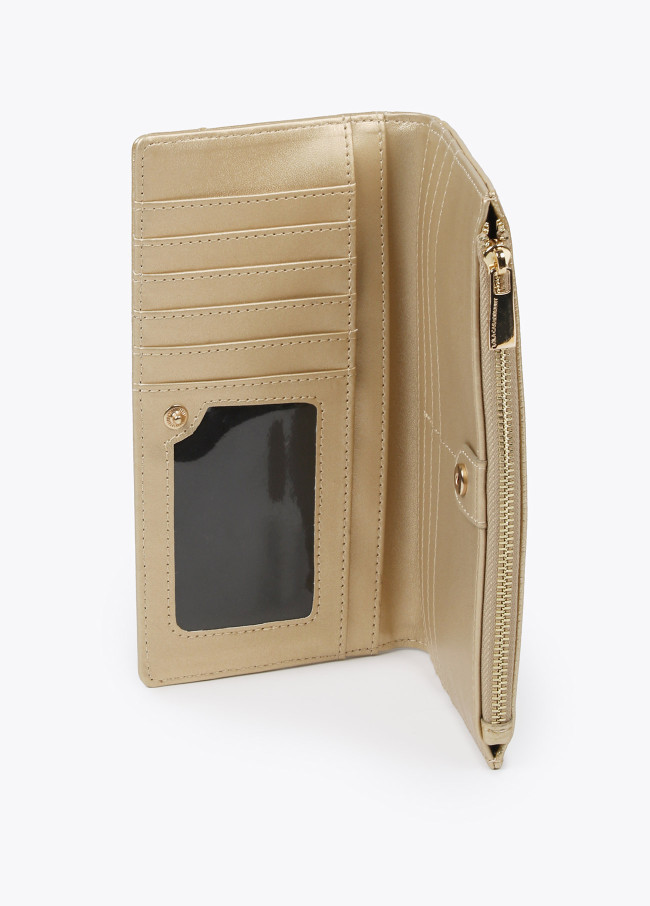 Faux leather monogram wallet