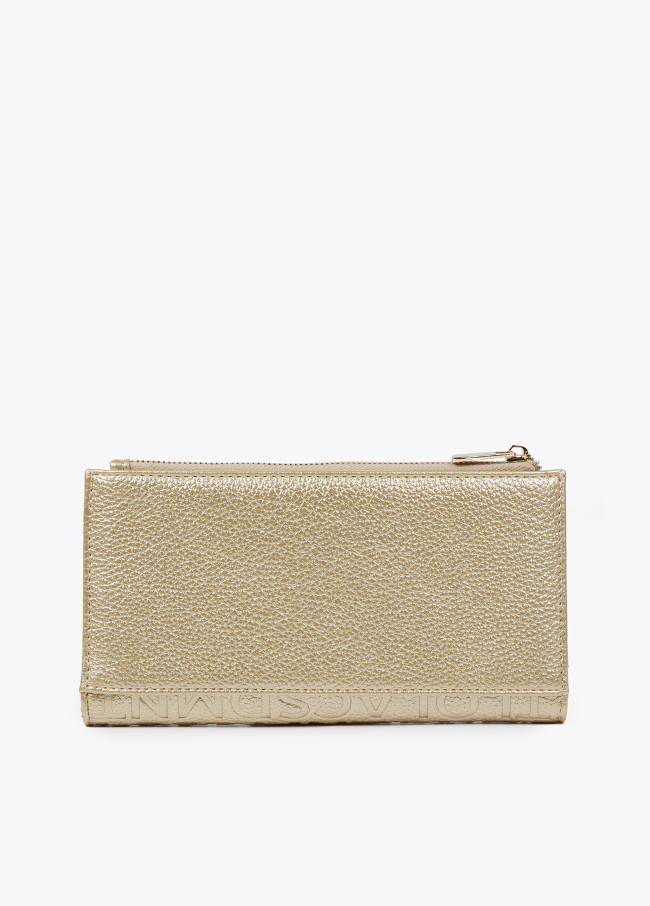 Faux leather monogram wallet