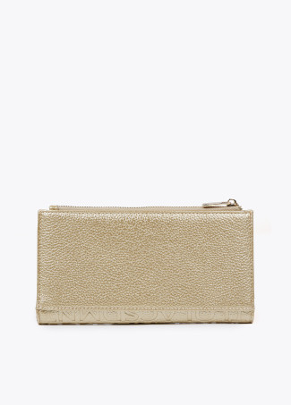 Faux leather monogram wallet