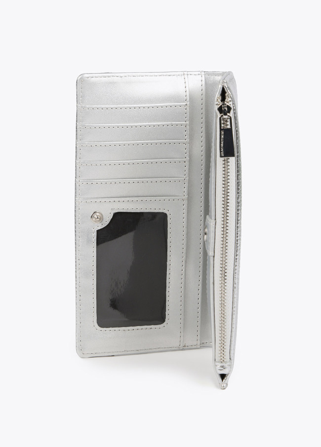 Faux leather monogram wallet