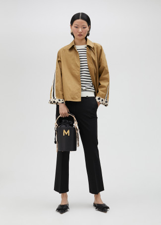 Short camel trench coat