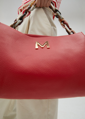 Große Tasche aus Kunstleder mit mehrfarbigem Griff