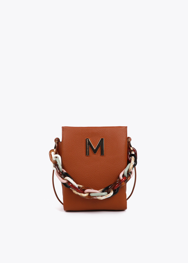 Faux leather crossbody bag with multicoloured...