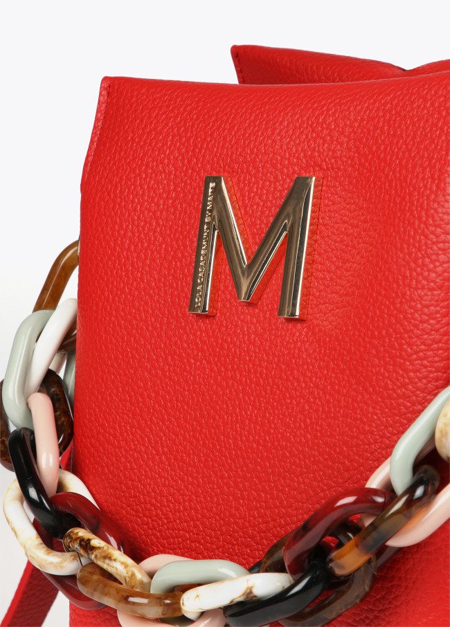 Borsa effetto pelle con manico multicolore