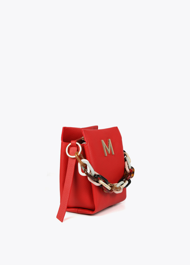 Bolso bandolera efecto piel con asa multicolor