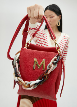 Bolso bandolera efecto piel con asa multicolor